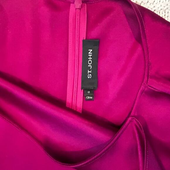 St John Liquid Satin Cap Sleeve Cocktail Dress Boysenberry 10 - Picture 4 of 10